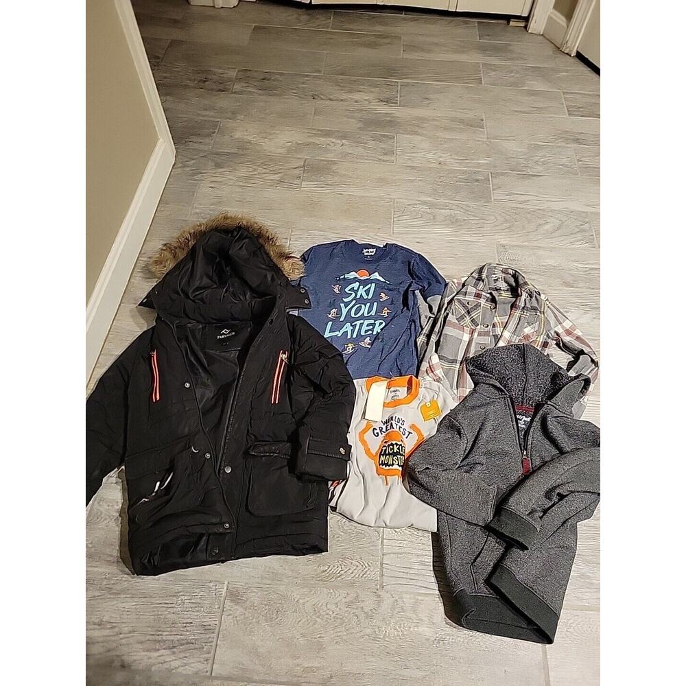 Boys Shirt Lot (5) Size 6 Shirt Kids Pajama Tops Winter Coat Jacket Hoodie
